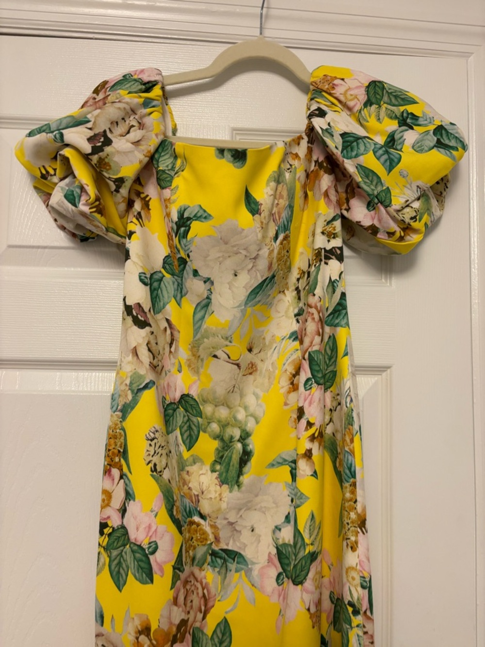 Cara Cara Floral Puff Sleeve Midi Dress Yellow Size 6 Cotton wedding guest - Picture 14 of 14